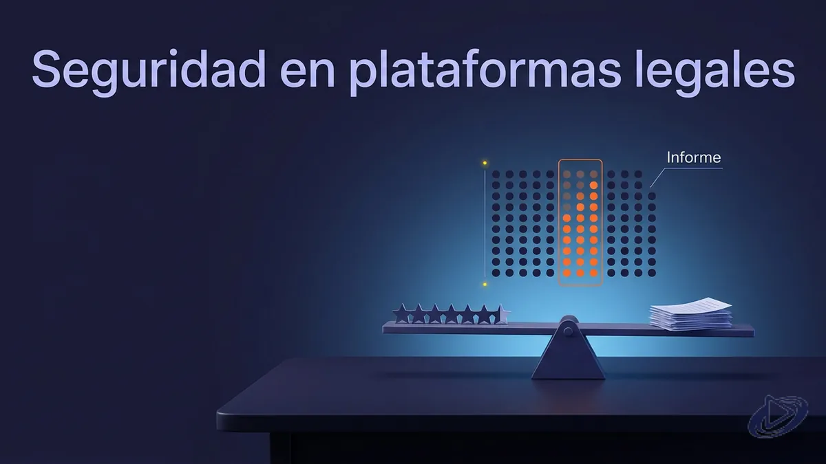 Balanza y gráfico de 100 personas sobre seguridad en plataformas legales, guía de Playtech Chile