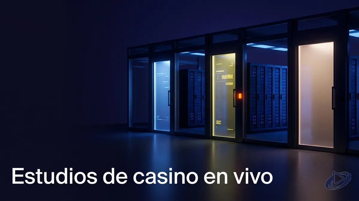 Pasillo de estudios de casino en vivo con servidores