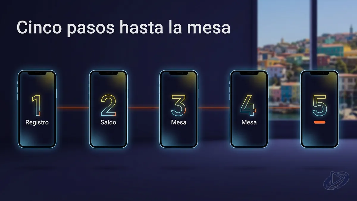 Pasos para sentarse a una mesa de juegos Playtech desde Chile, secuencia de pantallas